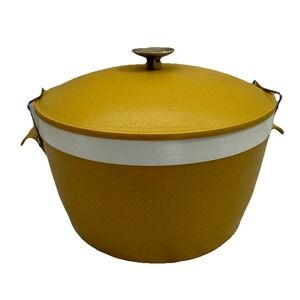VTG Sunfrost Therm-O-Ware Bowl Lock Lid Ice Bucket Yellow MCM Retro USA